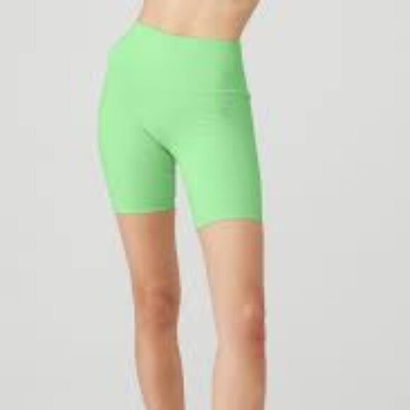 ALO Yoga Pants - Alo Yoga High Waisted Biker Short 7" Neon Yellow Extra Small